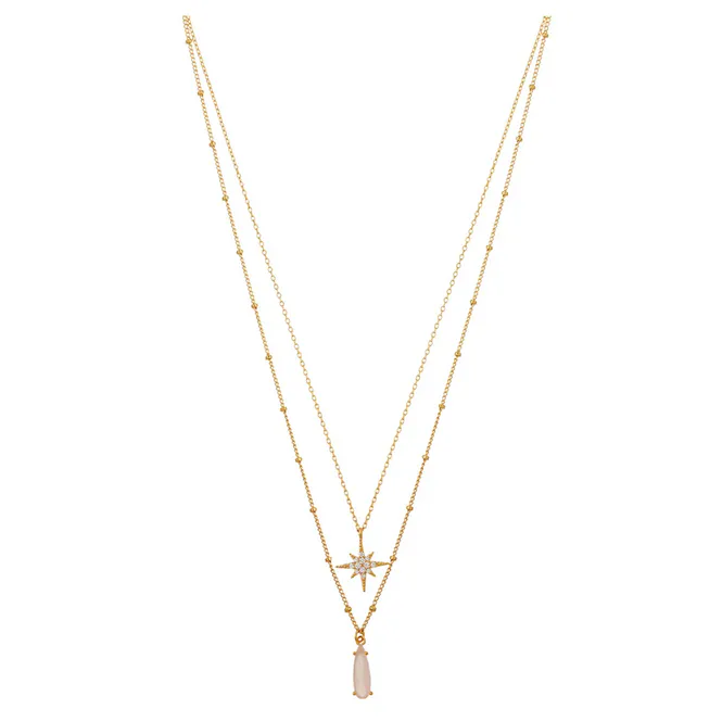 Hovedbilde Orelia Pavé Starburst & Teardrop 2-row Necklace